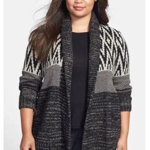 Lucky Brand Black and Gray Geometric Cardigan Women’s